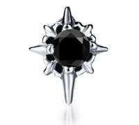 Single-Ohrstecker FIRETTI "Schmuck Geschenk Ohrschmuck einzeln Kreuz", schwarz (edelstahlfarben, schwarz, schwarz), Ohrringe, Damen, 6,5mm, Edelstahl Kautschuk, Edelstahl, Kautschuk, mit Zirkonia (syn