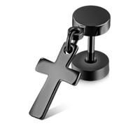 Single-Ohrstecker FIRETTI "Schmuck Geschenk Ohrschmuck einzeln Kreuz", schwarz, Ohrringe, Damen, 6mm, Edelstahl (35853021-0) schwarz
