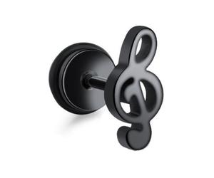 Single-Ohrstecker FIRETTI "Schmuck Geschenk Ohrschmuck einzeln Notenschlüssel", schwarz, Ohrringe, Damen, Edelstahl Kautschuk, Edelstahl, Kautschuk (39571764-0) schwarz