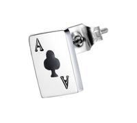 Single-Ohrstecker FIRETTI "Schmuck Geschenk Ohrschmuck einzeln Poker", schwarz (edelstahlfarben, schwarz), Ohrringe, Herren, Acryl Edelstahl, Acryl, Edelstahl (95209803-0) edelstahlfarben, schwarz