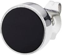 Single-Ohrstecker HECHTER PARIS "Schmuck Geschenk Edelstahl Ohrring", schwarz (edelstahlfarben, schwarz, schwarz), Ohrringe, Herren, 10mm, Edelstahl, mit Farbstein-Imitat (30891100-0) edelstahlfarben,