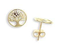 Single Ohrstecker per STÜCK echt 14 Karat Gold 585 Der Baum des Lebens Ø10mm Lebensbaum (Art. 602082/811066)
