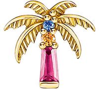 Single-Ohrstecker THOMAS SABO "Festival Vibes: Einzelohrstecker Palme", gold (gelbgoldfarben, rot, orange, blau, rot, orange, blau), Ohrringe, Damen, Silber 925 (recycelt), mit Glas-Keramik Stein, Kor