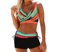 Singular-Point Bikini bauchweg Damen Bikini-Sets für Damen High Waist Bikini mit Hoher Taille Bademode Bauchkontrolle Bikini Sets Colour-Blocking Push Up Badeanzug