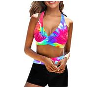 Singular-Point Bikini mit Shorts Damen Bikini Damen Set mit Shorts Badeanzug Bikini-Set Push Up Zweiteiliger BadeanzüGe Hoher Taille Bikinis Badehose Elegant Sexy