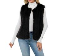 Singular-Point Teddy Weste Damen Ärmellos Teddyfleece Jacke Damen Fleeceweste Warm Weich Teddyweste Teddyjacke Plüschweste Elegante Damenweste Lässig Kuschelweste Flauschjacke Black XL