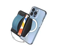 Sinjimoru Rutschfester Magnetischer Handy Kartenhalter mit Fingergriff, Kreditkartenetui kompatibel mit MagSafe Wallet Magnetic Card Holder Wallet für iPhone 16 15 14 13 12 Reihe. M-BGrip Blau