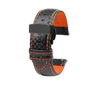 SinSed 18mm 20mm 21mm 22mm 23mm 24mm Männer Frauen Nähte Carbon Faser Uhrenarmband Lederband, Orange B Faltung, 24mm