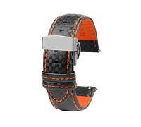 SinSed 18mm 20mm 21mm 22mm 23mm 24mm Männer Frauen Nähte Carbon Faser Uhrenarmband Lederband, Orange S faltbar, 24mm