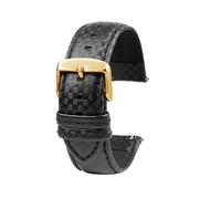 SinSed 18mm 20mm 21mm 22mm 23mm 24mm Männer Frauen Nähte Carbon Faser Uhrenarmband Lederband, Schwarzer Goldnadel, 23mm