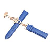 SinSed Uhr Schwarz Uhrenarmbänder Leder 18mm 20mm 22mm 24mm Faltschließe, Blaues Roségold, 24mm