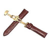 SinSed Uhr Schwarz Uhrenarmbänder Leder 18mm 20mm 22mm 24mm Faltschließe, Braunes Gold, 22mm