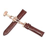 SinSed Uhr Schwarz Uhrenarmbänder Leder 18mm 20mm 22mm 24mm Faltschließe, Braunes Roségold, 22mm