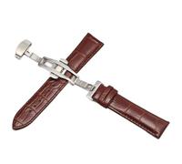 SinSed Uhr Schwarz Uhrenarmbänder Leder 18mm 20mm 22mm 24mm Faltschließe, Braunes Silber, 20mm