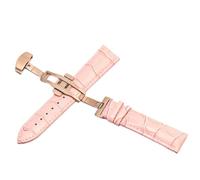 SinSed Uhr Schwarz Uhrenarmbänder Leder 18mm 20mm 22mm 24mm Faltschließe, Rosa Roségold, 21mm