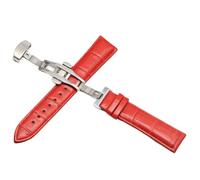 SinSed Uhr Schwarz Uhrenarmbänder Leder 18mm 20mm 22mm 24mm Faltschließe, Rot Silber, 18mm
