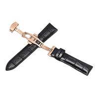 SinSed Uhr Schwarz Uhrenarmbänder Leder 18mm 20mm 22mm 24mm Faltschließe, Schwarzes Roségold, 24mm