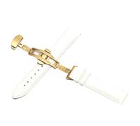 SinSed Uhr Schwarz Uhrenarmbänder Leder 18mm 20mm 22mm 24mm Faltschließe, Weißes Gold, 14mm