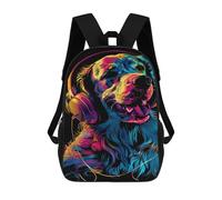 sinyumoney 17inchRucksack Colorful Dog Headphones Art -13 Schulrucksack 3D-gedruckte Schultaschen Jungen Mädchen Laptop-Rucksack Für Kinder/Schüler/Erwachsene