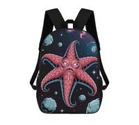 sinyumoney 3D Angry Starfish Monster in Space Kinderrucksack, Wasserdicht, Schulrucksack, Niedlicher Rucksack, Modischer Freizeitrucksack Für Kinder, Mädchen, Jungen, Schule 17inch