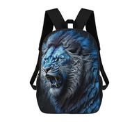 sinyumoney 3D Blue Lion Artwork Kinderrucksack, Wasserdicht, Schulrucksack, Niedlicher Rucksack, Modischer Freizeitrucksack Für Kinder, Mädchen, Jungen, Schule 17inch