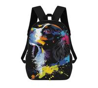 sinyumoney 3D Colorful Abstract Dog Art Print-40 Kinderrucksack, Wasserdicht, Schulrucksack, Niedlicher Rucksack, Modischer Freizeitrucksack Für Kinder, Mädchen, Jungen, Schule 17inch
