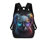sinyumoney 3D Cosmic Bear Glasses Art Print Kinderrucksack, Wasserdicht, Schulrucksack, Niedlicher Rucksack, Modischer Freizeitrucksack Für Kinder, Mädchen, Jungen, Schule 17inch