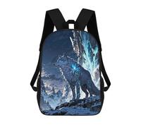 sinyumoney 3D-Druck Frost Guardian White Wolf in Snowy Mountains Kinder-Schulrucksäcke Jungen-Rucksäcke Rucksack Mit Großem Fassungsvermögen Reiserucksack Tagesrucksäcke 17inch