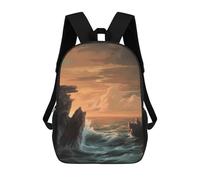 sinyumoney 3D-Druck Modischer Rucksack Kinder Sunset at Sea Rucksack Jungen Schulrucksack Für Mädchen Grundschultaschen Büchertasche Teenager 17inch