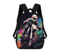sinyumoney 3D-gedruckte 17inch Reisetaschen Motocross Rider Action Art Kinder-Schulrucksack, Outdoor-Freizeitrucksack, Modischer Freizeitrucksack Für Mädchen Und Frauen
