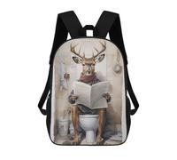 sinyumoney 3D-gedruckte Kinderrucksäcke Deer Reading The Paper Modische Freizeit-Tagesrucksäcke Niedliche Reisetaschen Outdoor-Freizeit-Tagesrucksäcke Für Jungen Und Mädchen 17inch