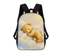 sinyumoney 3D-gedruckte, Niedliche Reisetaschen Sleeping Teddy Bear on Clouds Kinder-Schulrucksack, Outdoor-Freizeitrucksack, Modischer Freizeitrucksack Für Mädchen 17inch