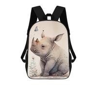 sinyumoney 3D-gedruckter Kinder-Schulrucksack 17inch Cute Baby Rhino Painting Mit Großem Fassungsvermögen, Ideal Für Jungen Der Grund- Und Mittelschule