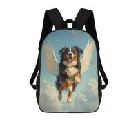 sinyumoney 3D-gedruckter Kinder-Schulrucksack Bernese Mountain Dog Angel Gentle Giant Memorial Dog with Wings Rucksack Sportrucksack Für Jungen Und Mädchen Modischer Rucksack 17inch