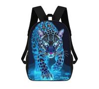 sinyumoney 3D-gedruckter Kinder-Schulrucksack Electric Blue Jaguar Kinder-Schultasche Reiserucksack Modische Büchertasche Rucksack Mit Großem Fassungsvermögen 17inch