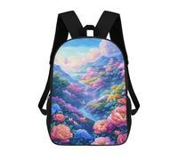 sinyumoney 3D-gedruckter Kinderrucksack 17inch Flower City Paradise Leichter Reise- Und Schulrucksack, Modischer Rucksack Für Kinder Und Schüler