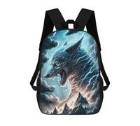 sinyumoney 3D-gedruckter Kinderrucksack 17inch Thundering Wolf Art Print -5 Leichter Reise- Und Schulrucksack, Modischer Rucksack Für Kinder Und Schüler