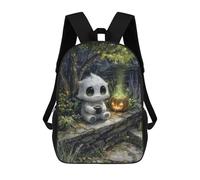 sinyumoney 3D-gedruckter Kinderrucksack Cute Monster with Coffee And Pumpkin Für Kinder, Geräumiger Reiserucksack, Modische Schultasche, Rucksack Für Kinder 17inch