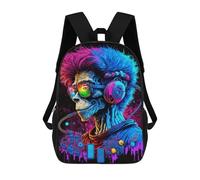 sinyumoney 3D-gedruckter Kinderschulrucksack Future Monkey DJ Für Kinder, Geräumiger Reiserucksack, Büchertasche, Schulrucksack Für Kinder, Rucksack 17inch