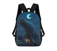 sinyumoney 3D-gedruckter Rucksack 17inch Kinder-Reiserucksack Giant Night Cat Leichter Schulrucksack Für Jungen Und Mädchen, Geeignet Für Schüler Der Mittelstufe