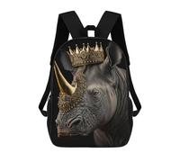sinyumoney 3D-gedruckter Rucksack Royal Rhino Majesty Schulranzen Für Kinder, Büchertaschen, Reiserucksack, Leichter Rucksack, Schulranzen Für Jungen Und Mädchen Der Mittelstufe 17inch
