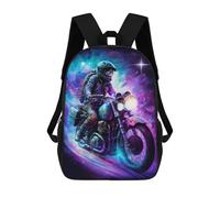 sinyumoney 3D-gedruckter Schulrucksack Für Kinder (Größe: Galactic Motorcycle Ride -8)