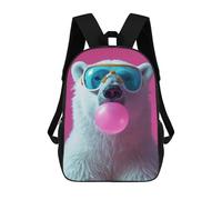 sinyumoney 3D Polar Bear Bubblegum Kinderrucksack, Wasserdicht, Schulrucksack, Niedlicher Rucksack, Modischer Freizeitrucksack Für Kinder, Mädchen, Jungen, Schule 17inch