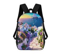 sinyumoney 3D Sunset Steps to Paradise Kinderrucksack, Wasserdicht, Schulrucksack, Niedlicher Rucksack, Modischer Freizeitrucksack Für Kinder, Mädchen, Jungen, Schule 17inch