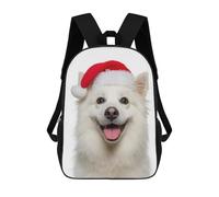sinyumoney American Eskimo Dog with Santa Hat Portrait Rucksack Schulrucksack Freizeitrucksack Tagesrucksack Schule Arbeit Reisetasche Für Mädchen, Teenager-Mädchen 17inch