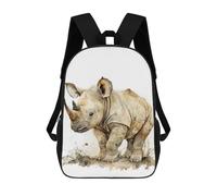 sinyumoney Baby Zebra Watercolor Schulrucksack für Mädchen und Jungen, großer leichter Rucksack für Kinder und Studenten, Baby Rhino Watercolor, 17"