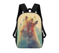 sinyumoney Bear Douple Exposure 3D-gedruckter Schulrucksack Für Kinder, Modischer Freizeitrucksack Für Die Schule, Geräumiger Reiserucksack Für Kinder 17inch