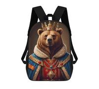 sinyumoney Bear King Schulrucksack, Modischer Schreibwarenrucksack, Wasserdichter Freizeitrucksack Für Teenager, Mädchen, Jungen, Frauen Und Männer 17inch