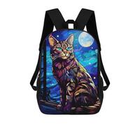 sinyumoney Bengal Cat Stained Blue Kinderrucksack, Schultasche Für Kinder, 3D-gedruckte Schulrucksäcke Für Jungen Und Teenager, Schüler 17inch