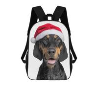 sinyumoney Black And Tan Coonhound Dog with Santa Hat Schulrucksack, Wasserabweisender Schulrucksack, Business-Rucksack - Perfekt Für Reisen, Arbeit Und Den Täglichen Gebrauch 17inch